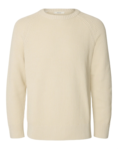 Selected - SLMBraun Rib Crew Strik - Birch